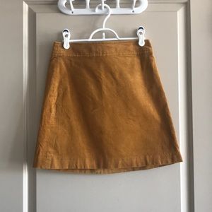 Camel Corduroy A-Line Mini Skirt